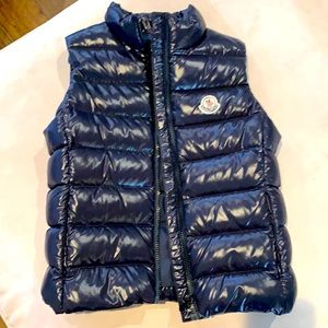 Like New Unisex Moncler Kids Vest, Navy. Size 12, 152 cm